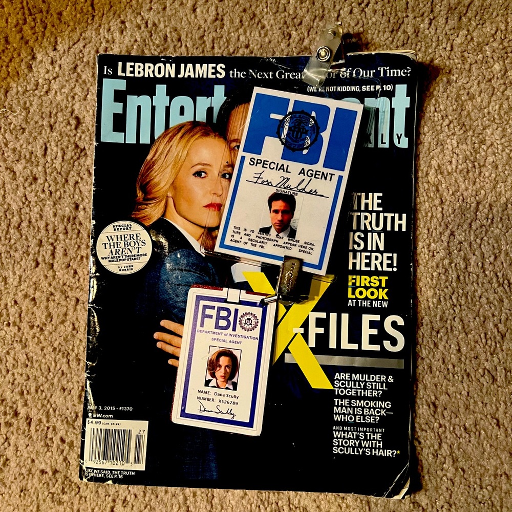 X-Files magazine with badge
